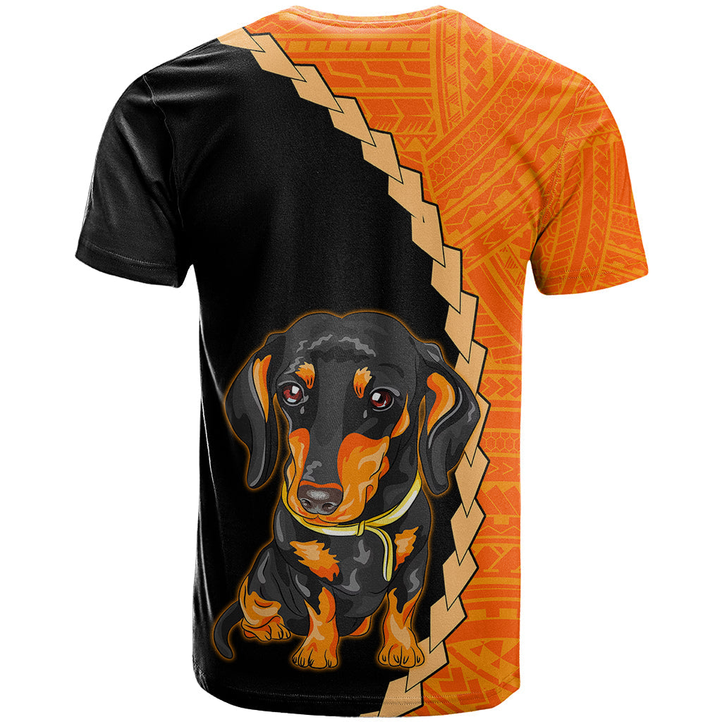 Custom Dachshund Dog T-Shirt With Polynesian Tribal Tattoo Graphic Tee