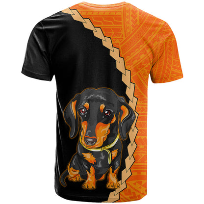 Custom Dachshund Dog T-Shirt With Polynesian Tribal Tattoo Graphic Tee