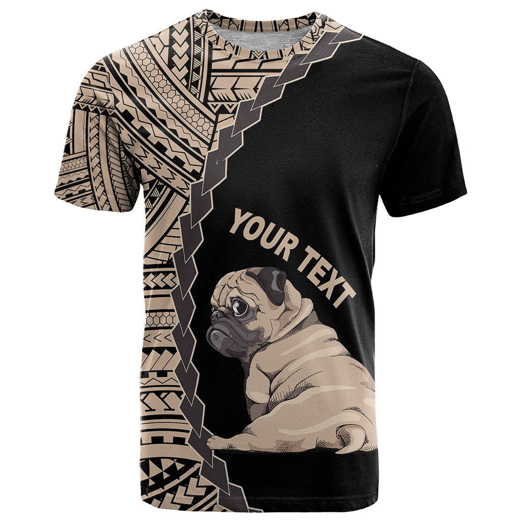 Custom Pug Dog T-Shirt With Polynesian Tribal Tattoo Graphic Tee