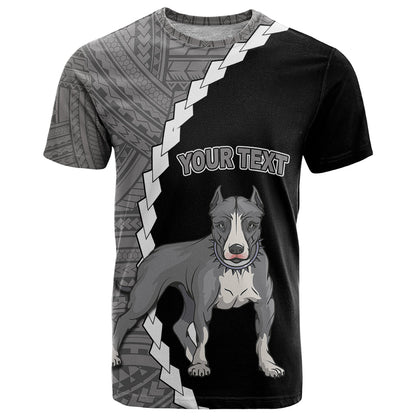 Custom Pitbull Dog T-Shirt With Polynesian Tribal Tattoo Graphic Tee
