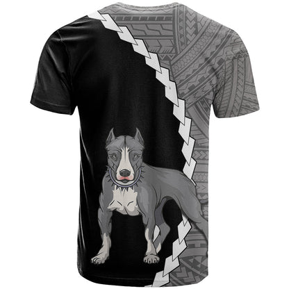 Custom Pitbull Dog T-Shirt With Polynesian Tribal Tattoo Graphic Tee