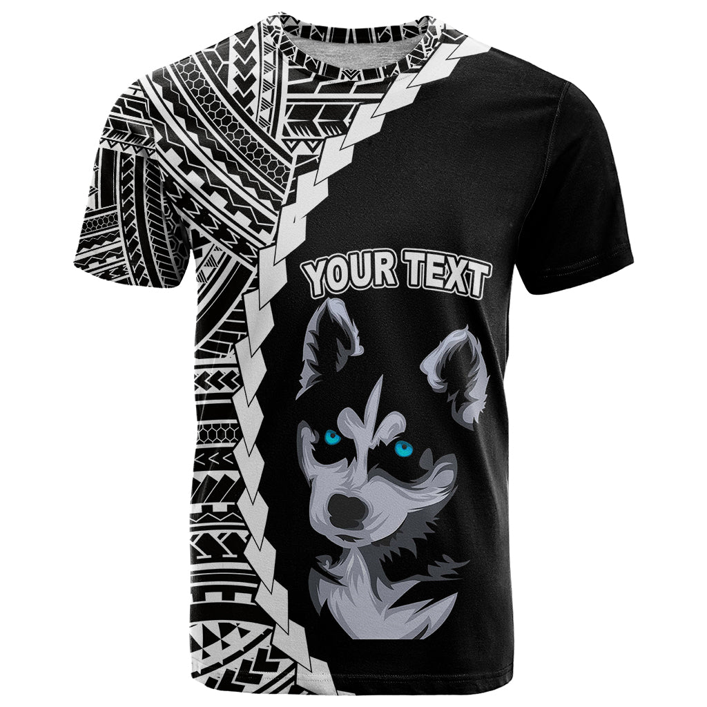 Custom Husky Dog T-Shirt With Polynesian Tribal Tattoo Graphic Tee