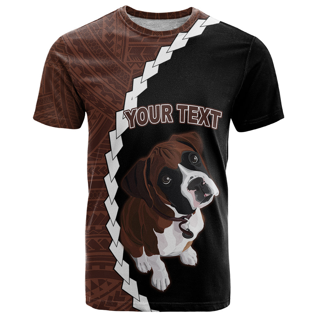 Custom Boxer Dog T-Shirt With Polynesian Tribal Tattoo Graphic Tee