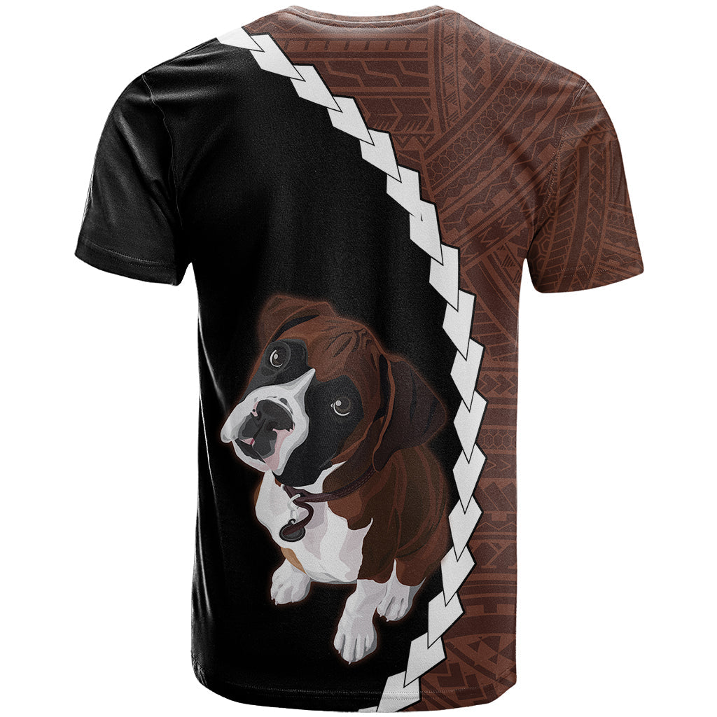 Custom Boxer Dog T-Shirt With Polynesian Tribal Tattoo Graphic Tee