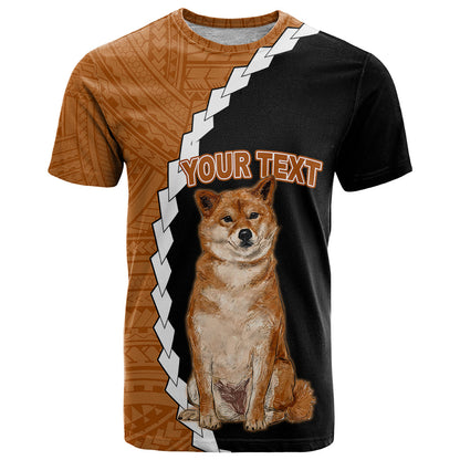 Custom Shiba Inu Dog T-Shirt With Polynesian Tribal Tattoo Graphic Tee