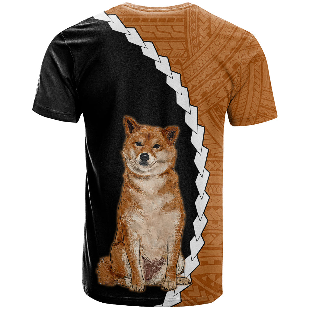 Custom Shiba Inu Dog T-Shirt With Polynesian Tribal Tattoo Graphic Tee