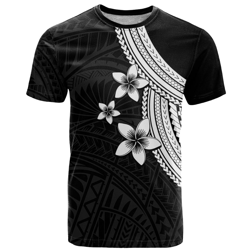 Polynesian T-Shirt With Plumeria Flower White Graphic Tee