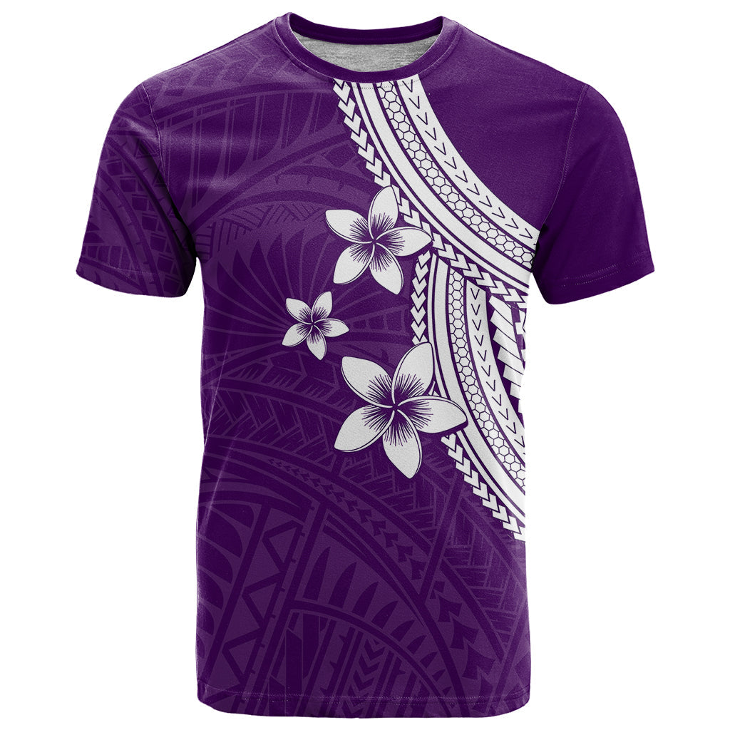 Polynesian T-Shirt With Plumeria Flower Purple Graphic Tee