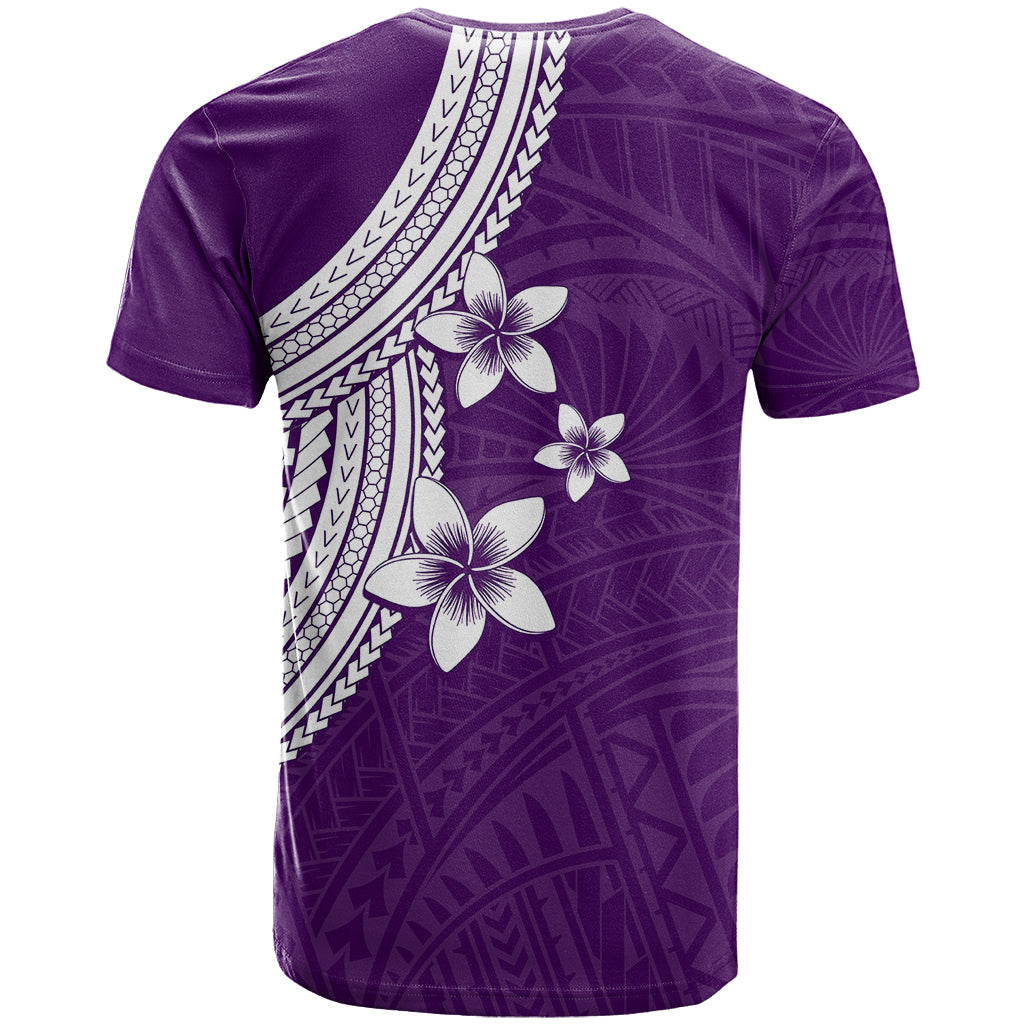 Polynesian T-Shirt With Plumeria Flower Purple Graphic Tee