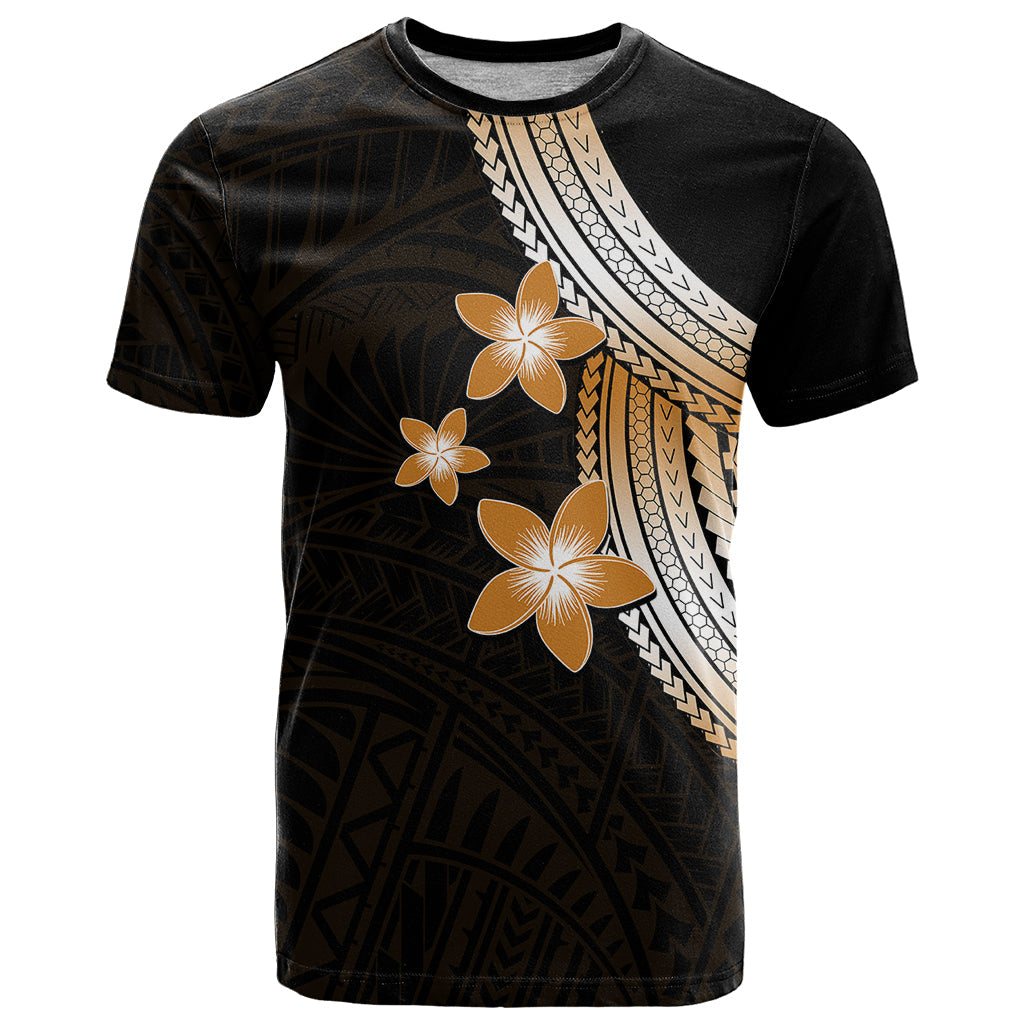 Polynesian T-Shirt With Plumeria Flower Gold Graphic Tee