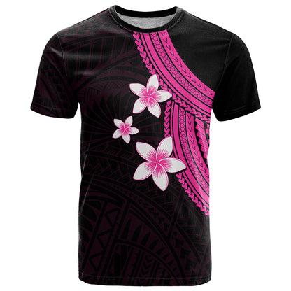 Polynesian T-Shirt With Plumeria Flower Pink Graphic Tee