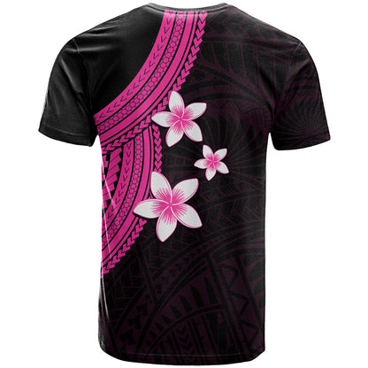 Polynesian T-Shirt With Plumeria Flower Pink Graphic Tee