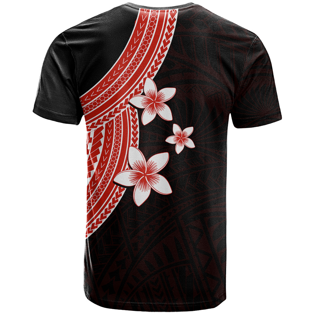 Polynesian T-Shirt With Plumeria Flower Red Graphic Tee