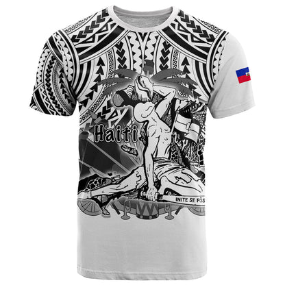 Custom Haiti T-Shirt Polynesian Neg Maron White Style Graphic Tee