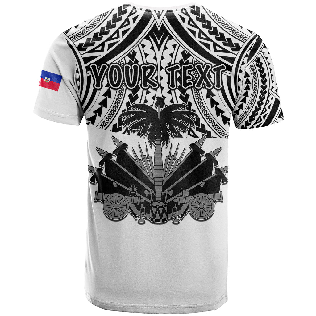 Custom Haiti T-Shirt Polynesian Neg Maron White Style Graphic Tee
