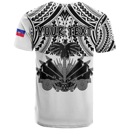 Custom Haiti T-Shirt Polynesian Neg Maron White Style Graphic Tee