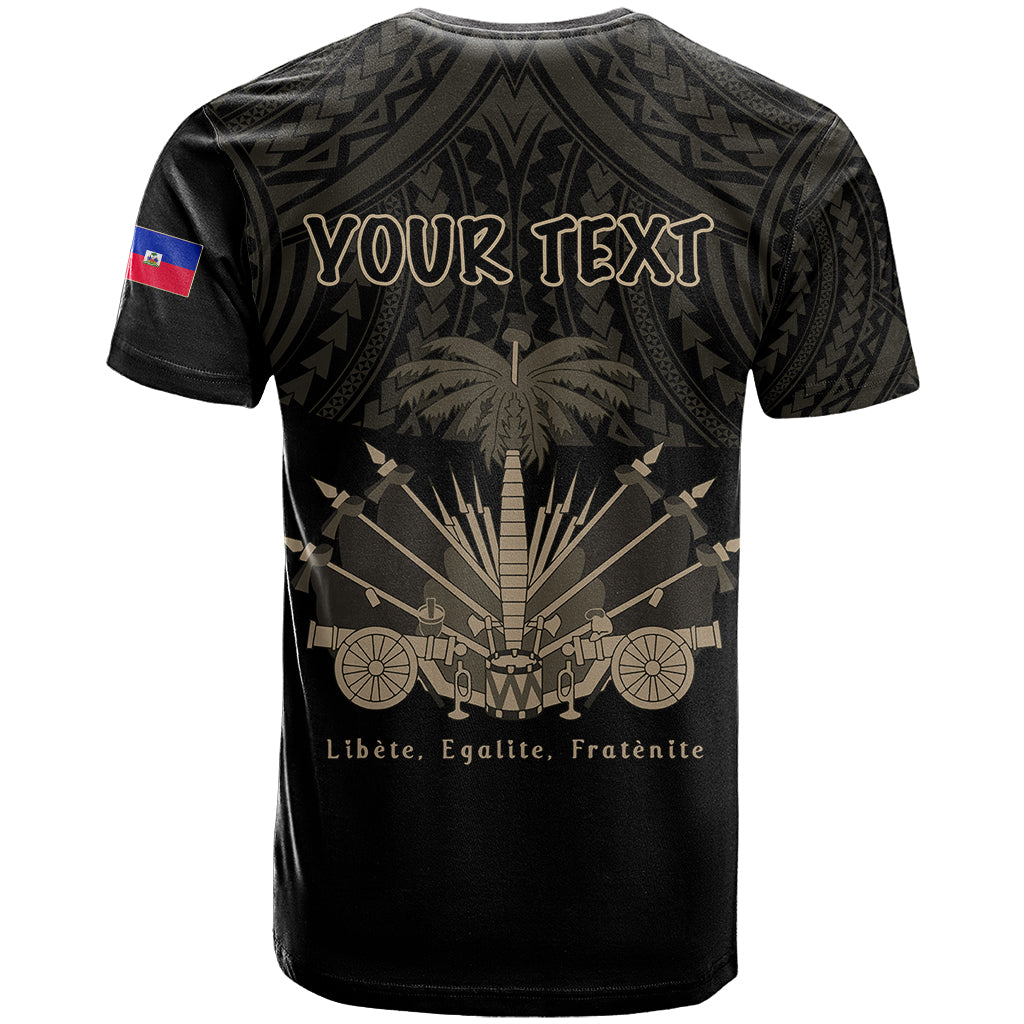 Custom Haiti T-Shirt Polynesian Neg Maron Black Style Graphic Tee