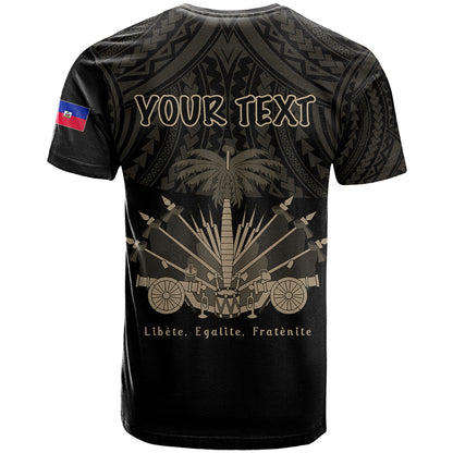Custom Haiti T-Shirt Polynesian Neg Maron Black Style Graphic Tee