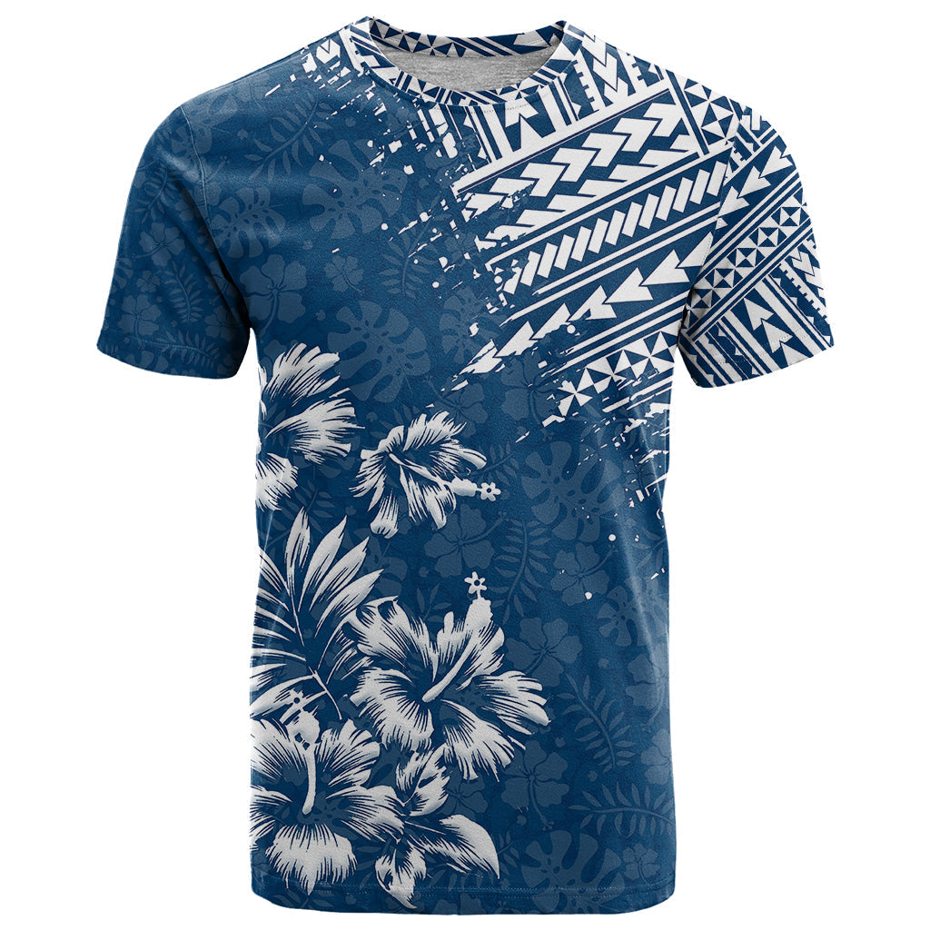 Hawaii Summer T-Shirt Mix Polynesian Dark Blue Graphic Tee