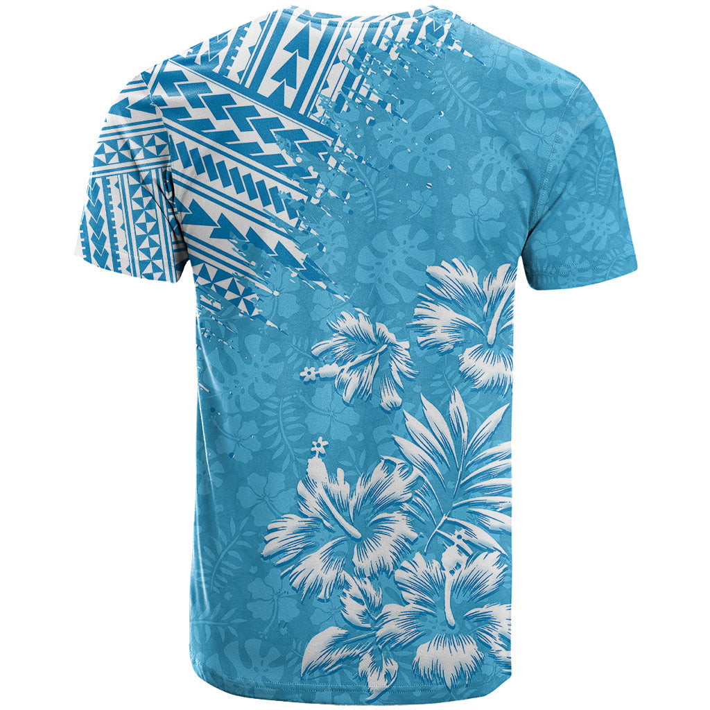 Hawaii Summer T-Shirt Mix Polynesian Light Blue Graphic Tee