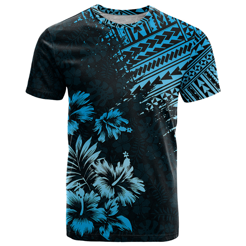 Hawaii Summer T-Shirt Mix Polynesian Black-Blue Graphic Tee
