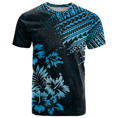 Hawaii Summer T-Shirt Mix Polynesian Black-Blue Graphic Tee