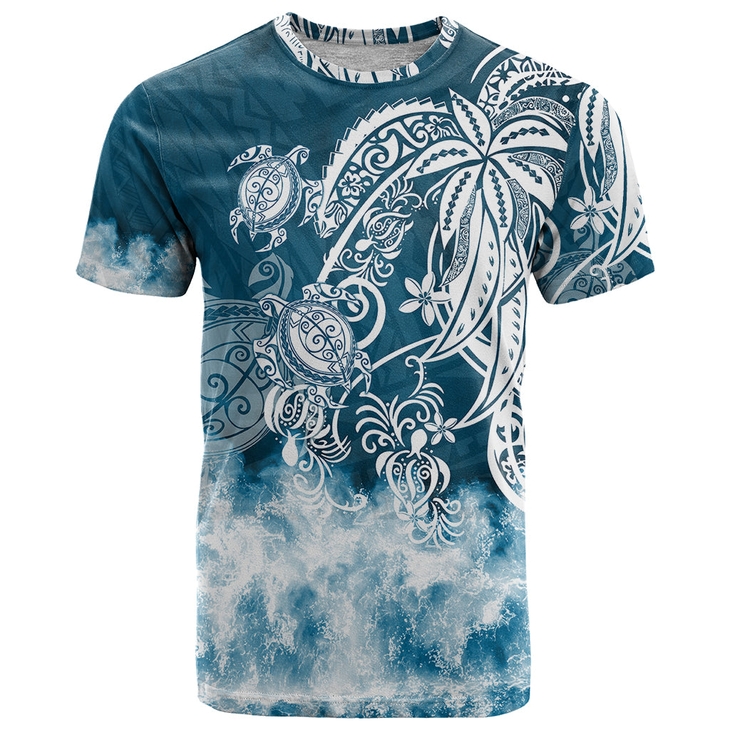 Polynesian Sea Turtle T-Shirt Tribal Blue Graphic Tee