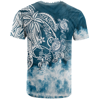 Polynesian Sea Turtle T-Shirt Tribal Blue Graphic Tee
