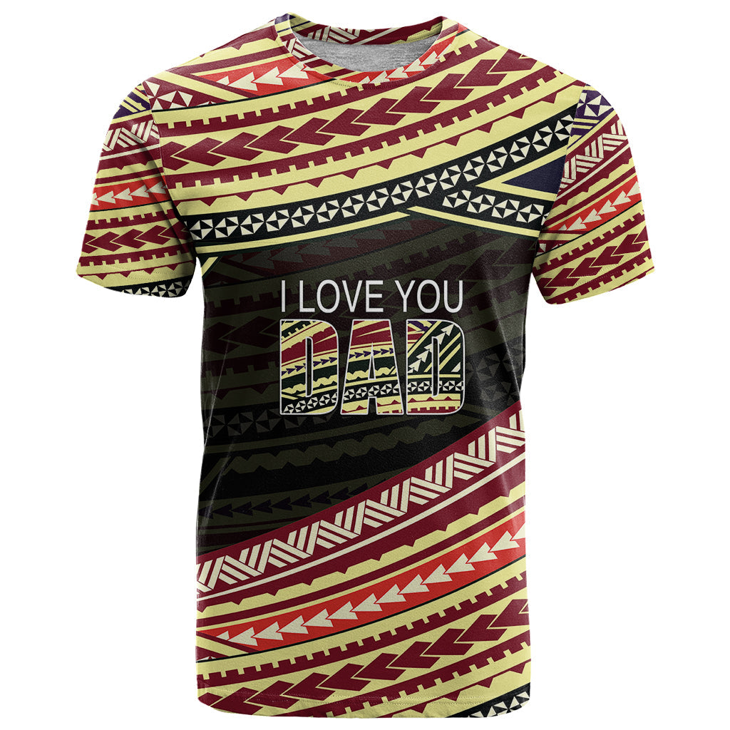Custom Personalised Happy Fathers Day Polynesian T-Shirt I Love You Dad Graphic Tee