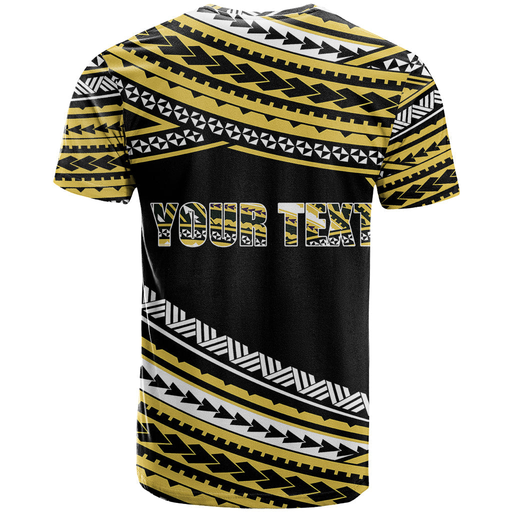 Custom Personalised Happy Fathers Day Polynesian T-Shirt I Love You Dad Gold Graphic Tee
