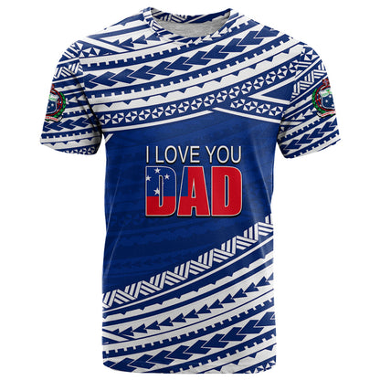 Custom Personalised Happy Fathers Day Samoa T-Shirt I Love You Dad Blue Graphic Tee