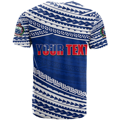 Custom Personalised Happy Fathers Day Samoa T-Shirt I Love You Dad Blue Graphic Tee