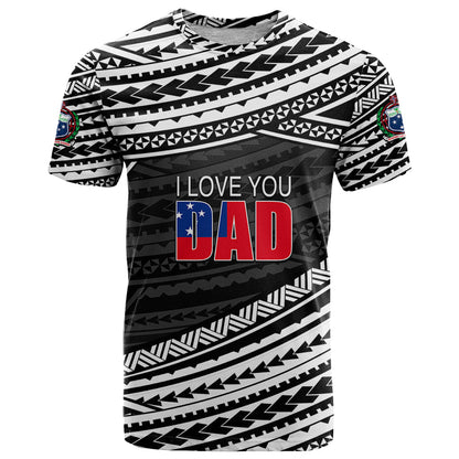 Custom Personalised Happy Fathers Day Samoa T-Shirt I Love You Dad Black Graphic Tee