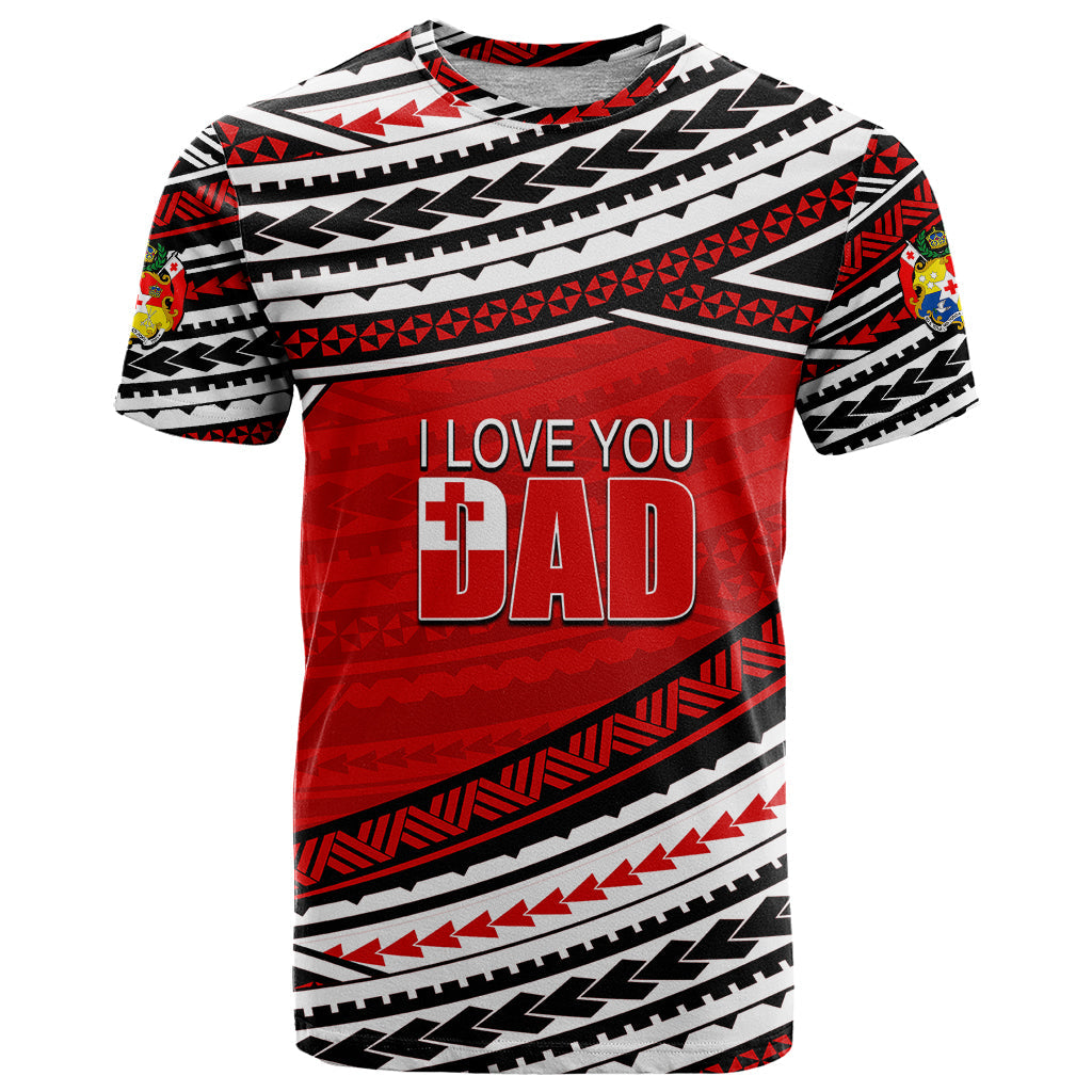 Custom Personalised Happy Fathers Day Tonga T-Shirt I Love You Dad Graphic Tee