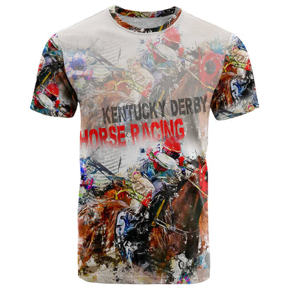 Horse Racing T-Shirt Art Style Graphic Tee