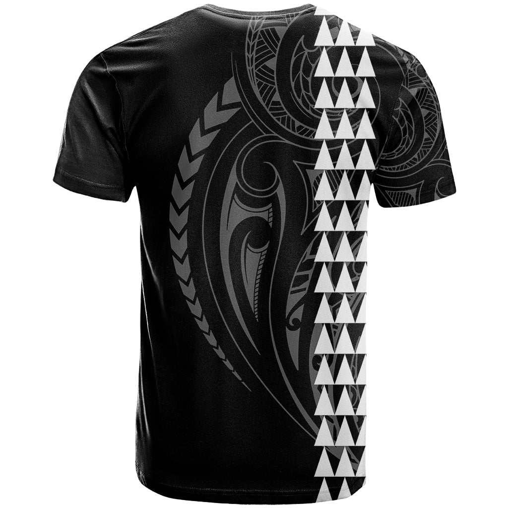 Polynesian T-Shirt Hawaiian Warrior and Aloha Girl With Hammerhead Shark Tattoos White Graphic Tee