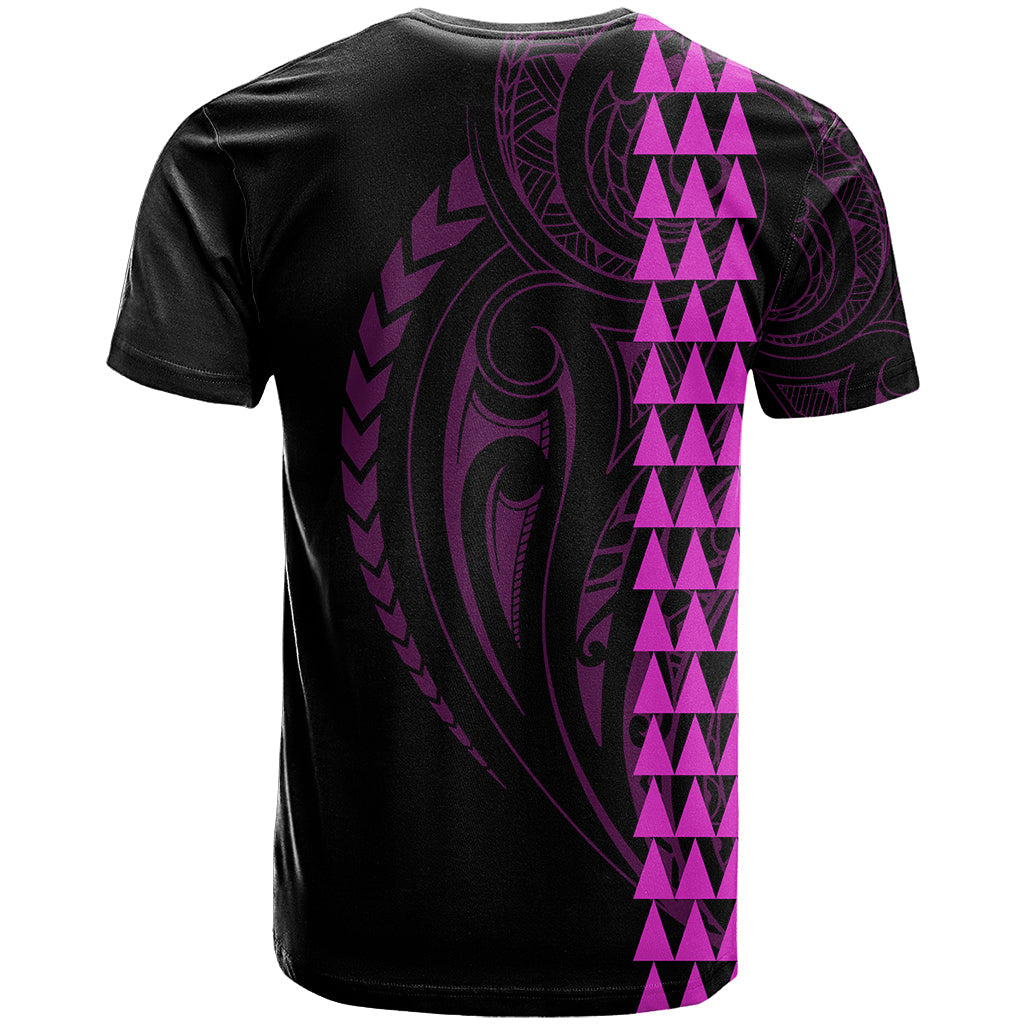 Polynesian T-Shirt Hawaiian Warrior and Aloha Girl With Hammerhead Shark Tattoos Purple Graphic Tee