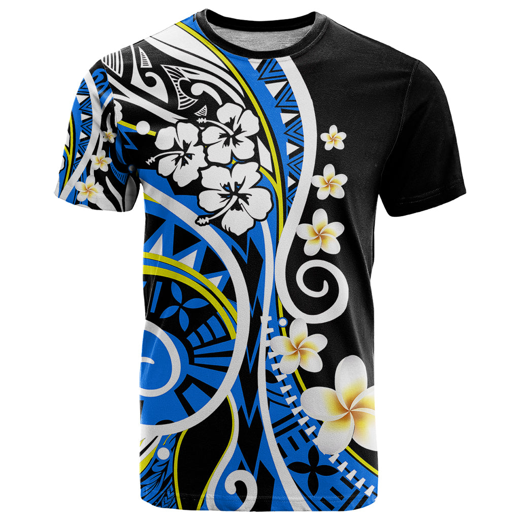 Plumeria Polynesian T-Shirt Trending Blue Graphic Tee