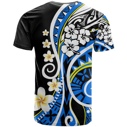 Plumeria Polynesian T-Shirt Trending Blue Graphic Tee