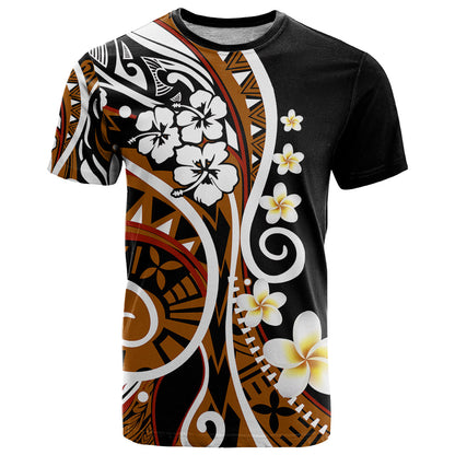Plumeria Polynesian T-Shirt Trending Brown Graphic Tee