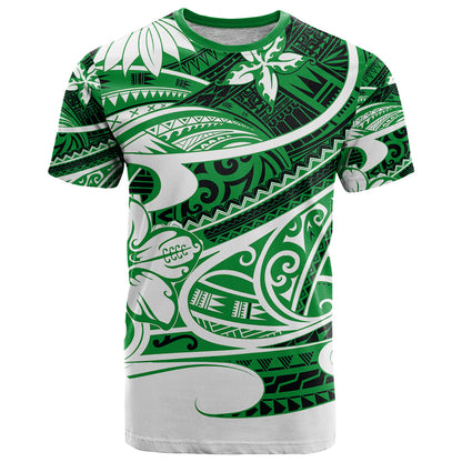 Polynesian Tribal T-Shirt Green Graphic Tee