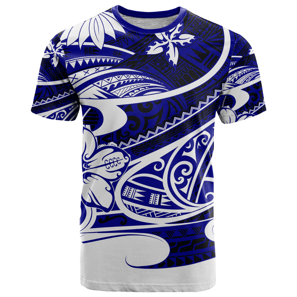Polynesian Tribal T-Shirt Blue Graphic Tee