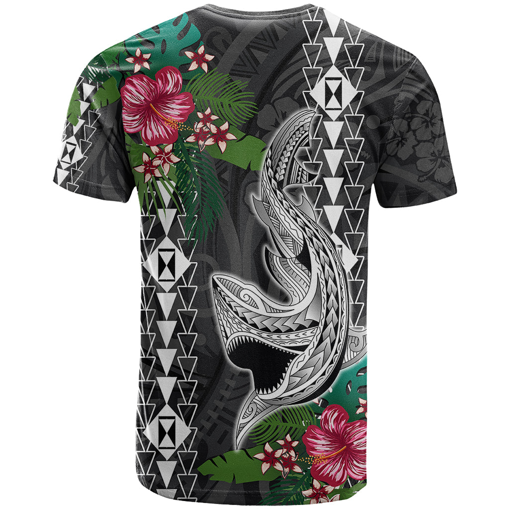 Hawaii Kakau T-Shirt Mix Sharks Polynesian Hibiscus Graphic Tee