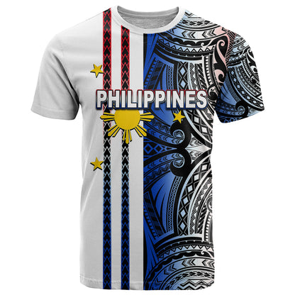 Custom Philippines T-Shirt Polynesian Tribal White Graphic Tee