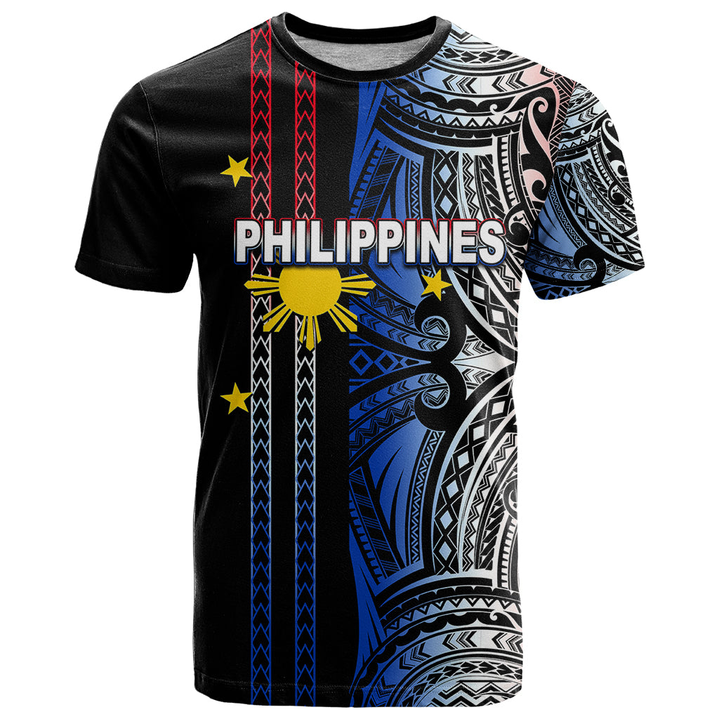 Custom Philippines T-Shirt Polynesian Tribal Black Graphic Tee