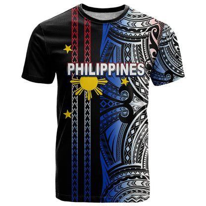 Custom Philippines T-Shirt Polynesian Tribal Black Graphic Tee