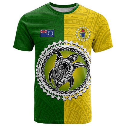 Cook Islands T-Shirt Yellow-Green Half Style Graphic Tee