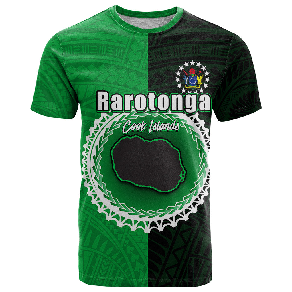 Custom Rarotonga Of Cook Islands T-Shirt Mix Half Black Graphic Tee