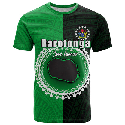 Custom Rarotonga Of Cook Islands T-Shirt Mix Half Black Graphic Tee
