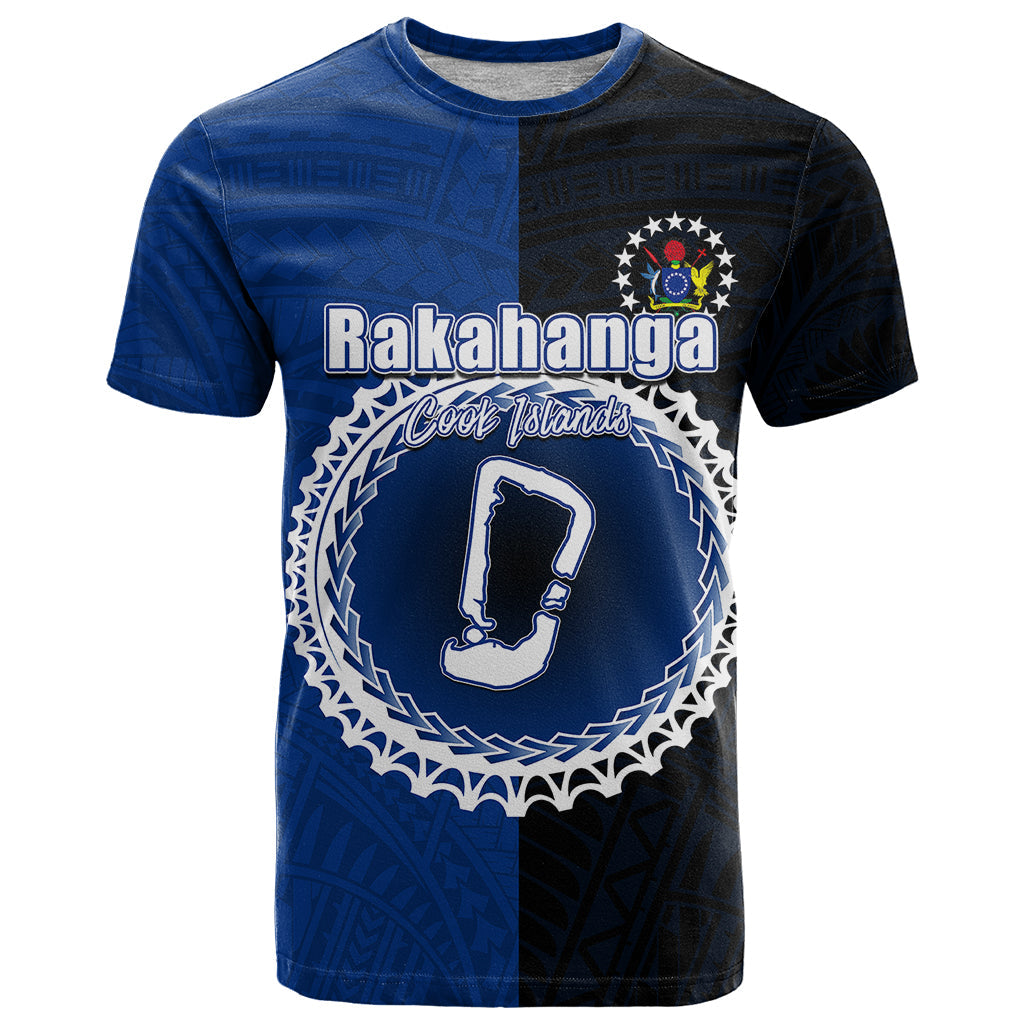 Custom Rakahanga Of Cook Islands T-Shirt Mix Half Black Graphic Tee